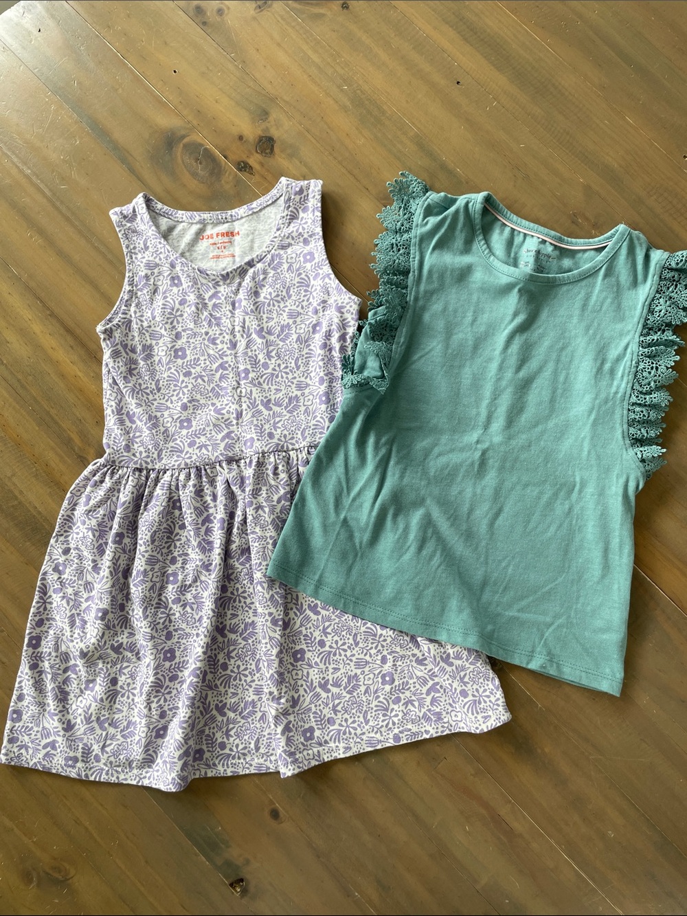 Girls Lavender Floral Dress & Teal Ruffle Sleeve Top 6T